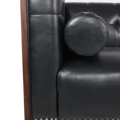 MCM Tufted Faux Leather Sofa 79"