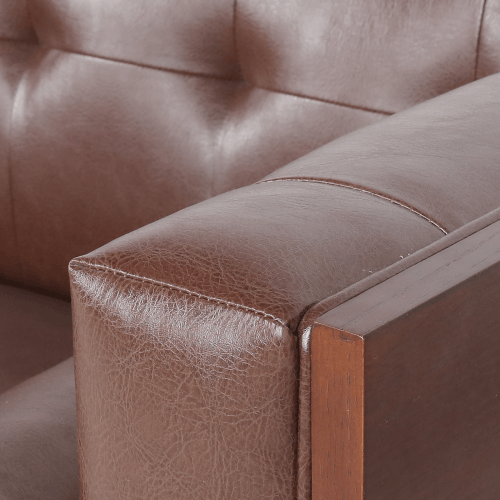 MCM Tufted Faux Leather Sofa 79"