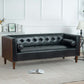 MCM Tufted Faux Leather Sofa 79"