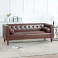 MCM Tufted Faux Leather Sofa 79"