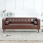 MCM Tufted Faux Leather Sofa 79"