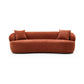 Modern Curved Boucle Fabric 3 Seat Sofa 86" in Terracotta Color, Featuring a Sophisticated Design and Comfortable Thickened Seat and Backrest