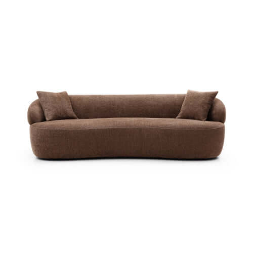 Modern Curved Boucle Fabric 3 Seat Sofa 86" in Brown - Luxurious, Comfortable, and Sophisticated Design