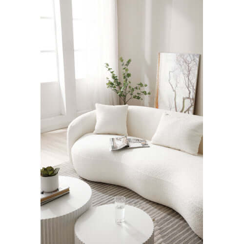 Modern Curved 3 Seat Boucle Fabric Sofa 94"