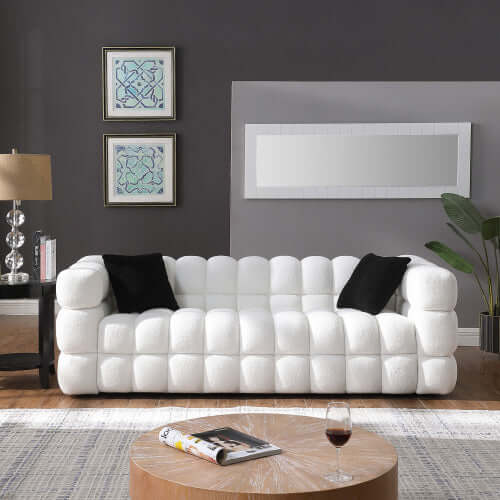 Modern Tufted Marshmallow Boucle Sofa (3 Colors)