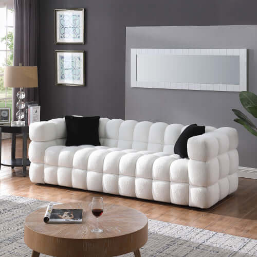 Modern Tufted Marshmallow Boucle Sofa (3 Colors)