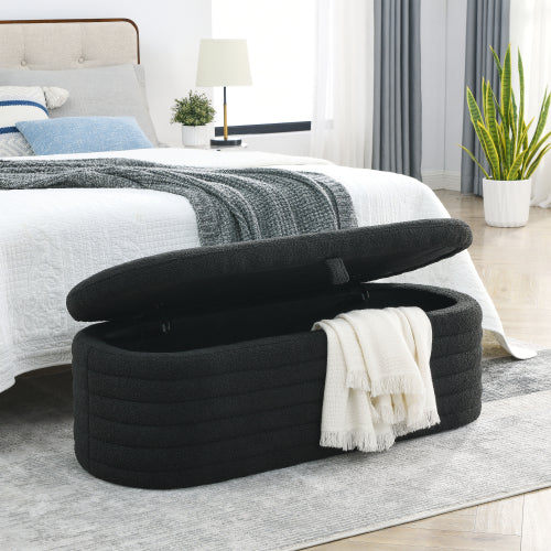 Modern Oval Ottoman Storage Bench 45.5" (6 Colors)