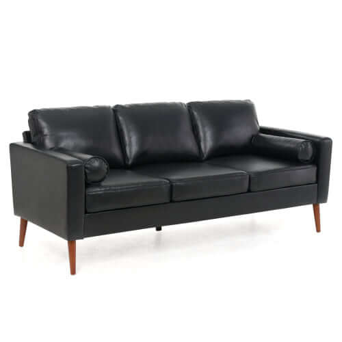 MCM Faux Leather 3 Seat Sofa 77"