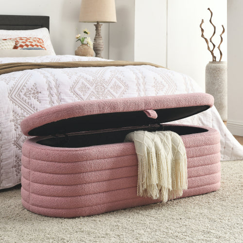 Modern Oval Ottoman Storage Bench 45.5" (6 Colors)