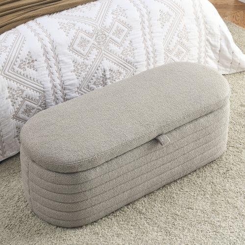 Modern Oval Ottoman Storage Bench 45.5" (6 Colors)