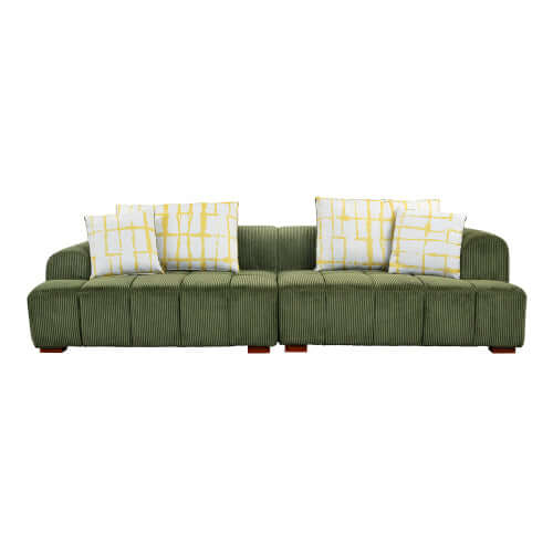 Modern Channel Tufted Corduroy Fabric Sofa 103.9"