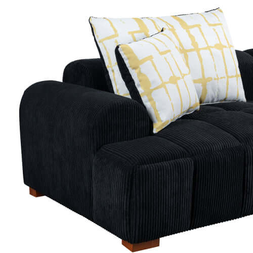 Modern Channel Tufted Corduroy Fabric Sofa 103.9"