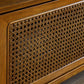 MCM Wood Media Console TV Stand Rattan Sliding Doors 59"