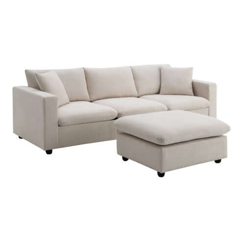 Modern Sectional Chaise Sofa w/ Chaise Ottoman 100" (4 Colors)