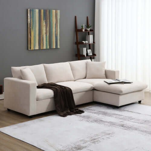 Modern Sectional Chaise Sofa w/ Chaise Ottoman 100" (4 Colors)