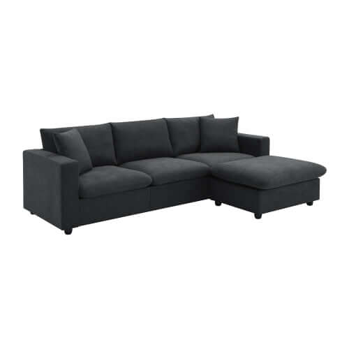 Modern Sectional Chaise Sofa Convertible Ottoman 4 Colors (100)