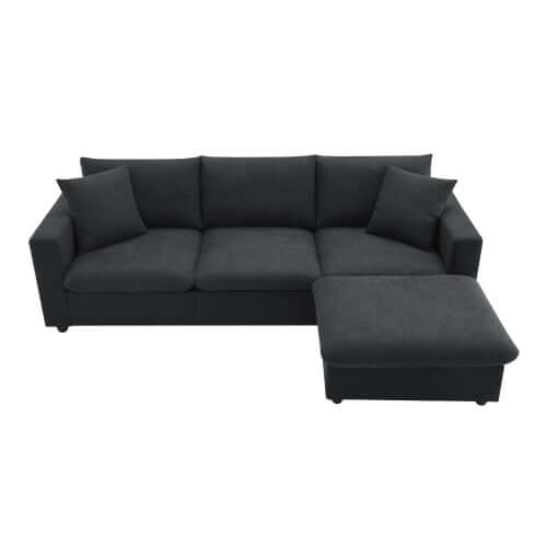 Modern Sectional Chaise Sofa Convertible Ottoman 4 Colors (100")