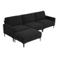 MCM Velvet Sectional Sofa with Ottoman in Gray or Black 104"