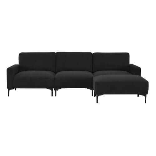 MCM Velvet Sectional Sofa with Ottoman in Gray or Black 104"