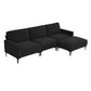 MCM Velvet Sectional Sofa with Ottoman in Gray or Black 104"