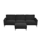 MCM Velvet Sectional Sofa with Ottoman in Gray or Black 104"