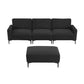 MCM Velvet Sectional Sofa with Ottoman in Gray or Black 104"