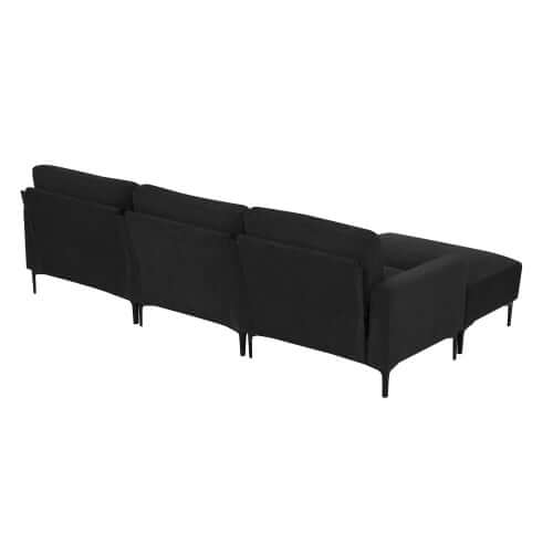 MCM Velvet Sectional Sofa with Ottoman in Gray or Black 104"