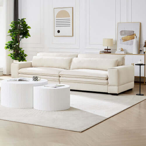 Modern Low Profile Fabric 4 Seater Sofa Couch 104" (4 Colors)