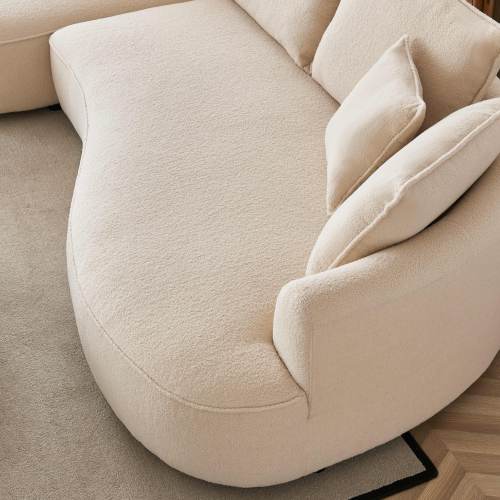 Modern Curved Sectional Chaise LF Sofa in Sherpa Fabric 123" (2 Colors)