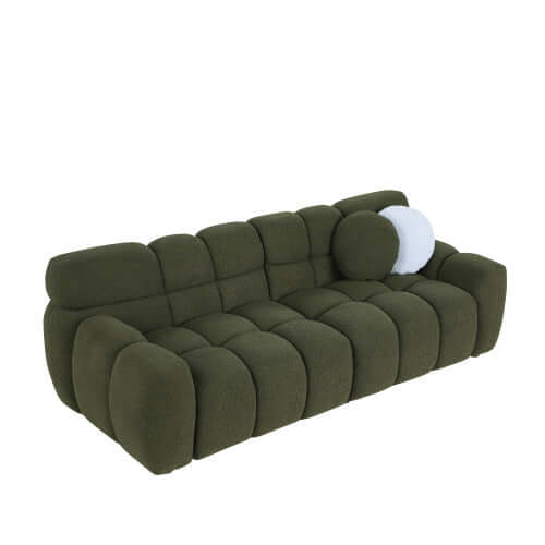 Modern Marshmallow Tufted Boucle Fabric Sofa