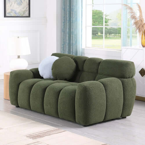 Modern Marshmallow Tufted Boucle Fabric Sofa