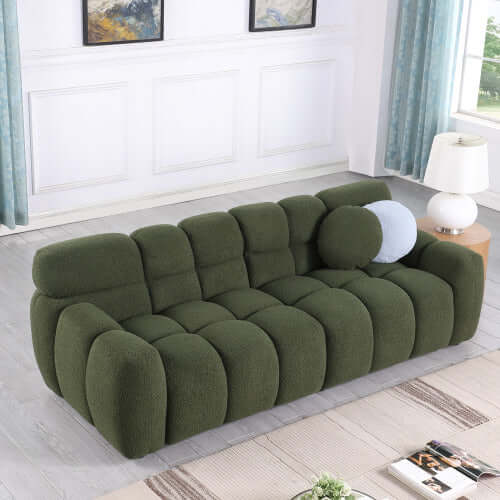 Modern Marshmallow Tufted Boucle Fabric Sofa