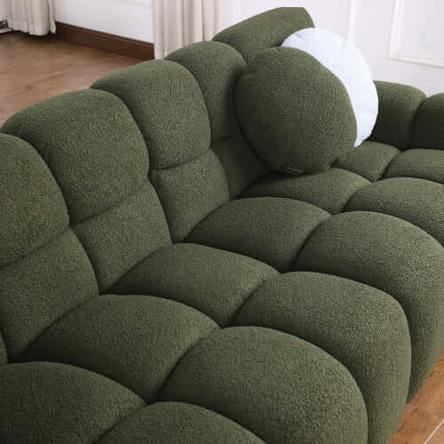 Modern Marshmallow Tufted Boucle Fabric Sofa