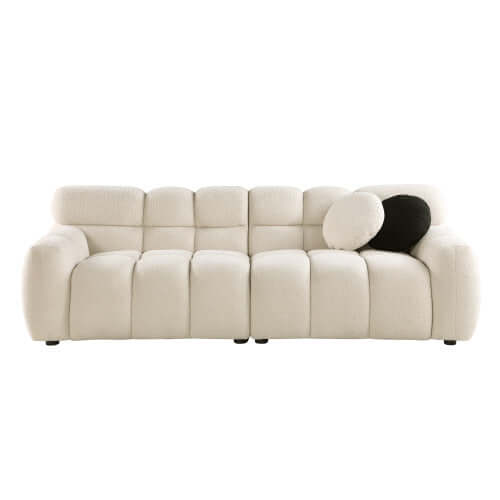 Modern Marshmallow Tufted Boucle Fabric Sofa