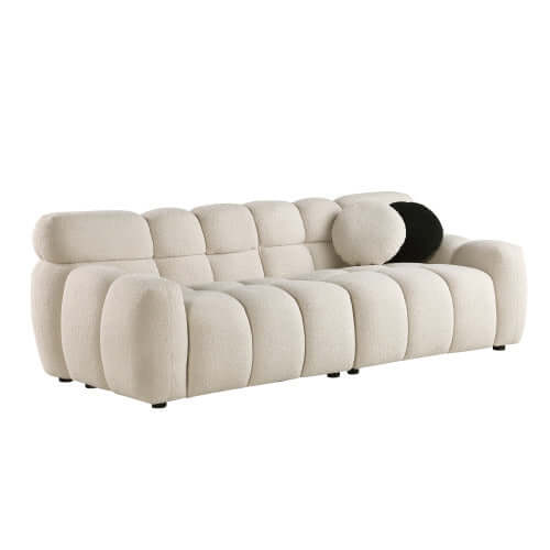 Modern Marshmallow Tufted Boucle Fabric Sofa