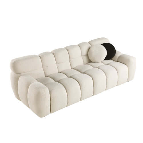 Modern Marshmallow Tufted Boucle Fabric Sofa