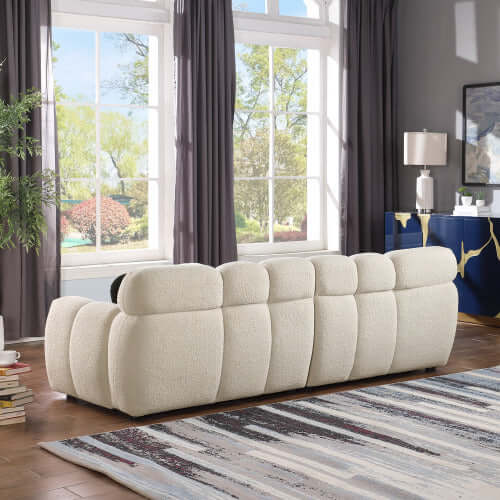 Modern Marshmallow Tufted Boucle Fabric Sofa