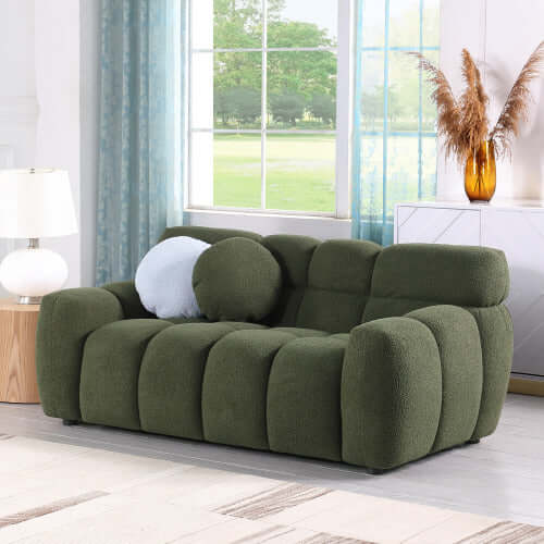 Modern Marshmallow Tufted Boucle Fabric Sofa