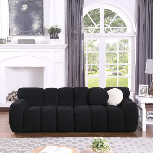 Modern Marshmallow Tufted Boucle Fabric Sofa