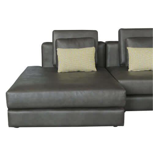 Modular Corner Sectional Sofa with Movable Ottoman in Brown or Black (113")