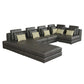 Modular Corner Sectional Sofa with Movable Ottoman in Brown or Black (113")