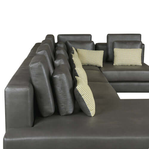 Modular Corner Sectional Sofa with Movable Ottoman in Brown or Black (113")