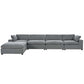 Modular 5 Seat Sectional Cloud Sofa with Ottoman in Beige or Gray (176")