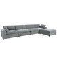 Large Modular 5 Seat Sectional Cloud Sofa with Ottoman, Beige or Gray (176")