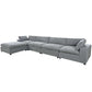 Large Modular 5 Seat Sectional Cloud Sofa with Ottoman, Beige or Gray (176")