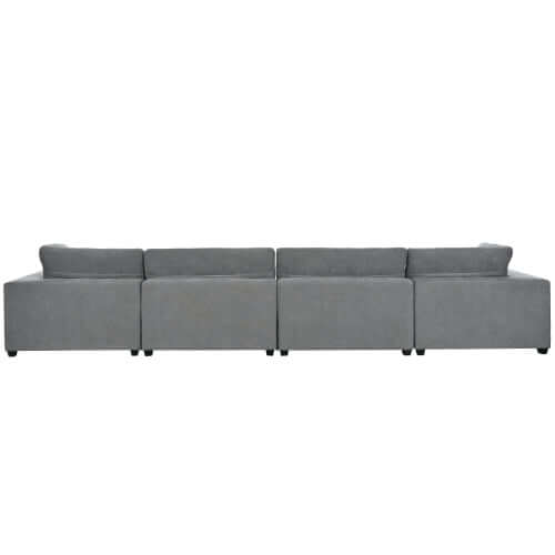 Large Modular 5 Seat Sectional Cloud Sofa with Ottoman, Beige or Gray (176")