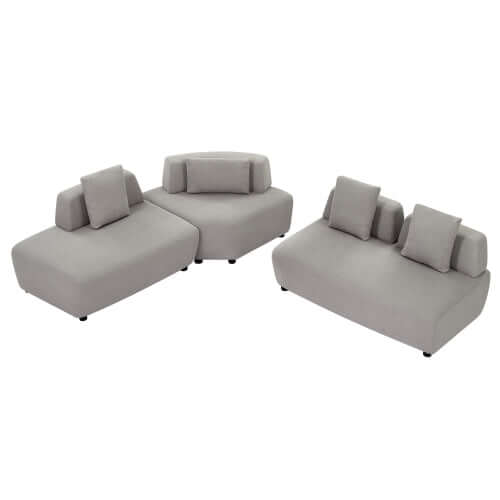 Modern Modular 3-piece Sectional Boucle Sofa in Beige or Gray