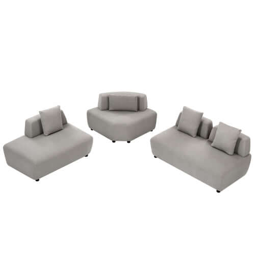 Modern Modular 3-piece Sectional Boucle Sofa in Beige or Gray