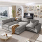 Modular 5 Seat Sectional Cloud Sofa with Ottoman in Beige or Gray (176")