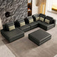 Modular Corner Sectional Sofa with Movable Ottoman in Brown or Black (113")